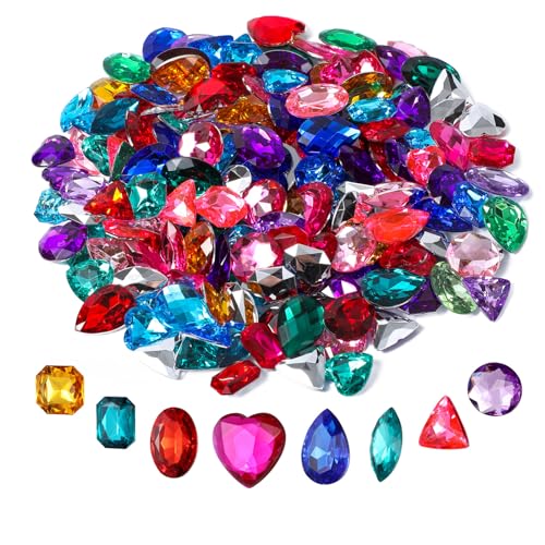 RICHNESS Bejeweled Craft Jewels Jumbo Bling Crystal Gem Stickers Assorted Shapes Colors Rhinestone Stickers for Arts & Crafts Projects Pack of 160 … - size: 160PCS Non-Adhesive