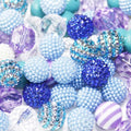 Exway 48 Pcs 20mm Purple Acrylic Resin Rhinestone Bubblegum Beads - Round, Large, Sparkly Craft Beads for Pen, Beadable Keychain, Bracelet, Necklace - DIY Jewelry Making Supplies - color: Purple