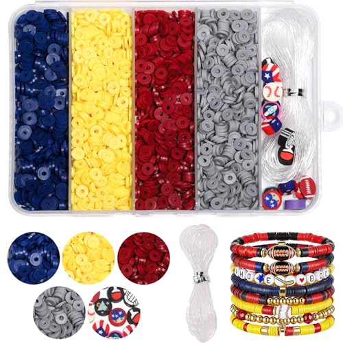3500pcs Sports Color Clay Beads for Bracelets Making 6mm Heishi Beads Polymer Flat Round Disc Clay for Jewelry Making Sport Bead Crafts. - color: Sports