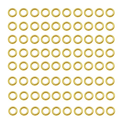 200 pcs Gold Plated Stainless Steel Split Rings Jump Rings Connector Rings for Jewelry Making Necklaces Bracelet Earrings Keychain DIY Craft (13298-Gold, 5mm) - size: 5mm