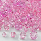 850pcs Acrylic Round Faceted Beads 6mm 8mm 10mm 12mm Faceted Round Spacer Beads for Bracelets Necklace Earring DIY Jewelry Making Craft(Pink) - color: Pink