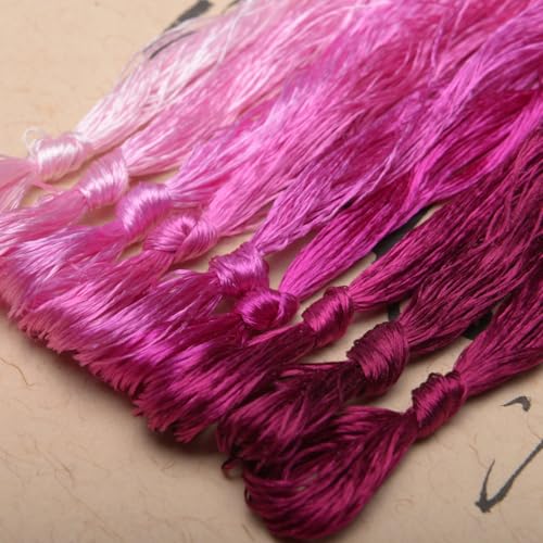 100% Nature Mulberry Handmade Embroidery Silk Thread Woven Jewelry Accessory Artificial Flowers Cross Stitch Floss DIY Sewing Kits 9 Gradient Colors 22m Each (38) - color: 38