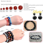 GEM-Inside 14mm Round Faceted Banded Black Agate Onyx Beads Strand 15 Inches