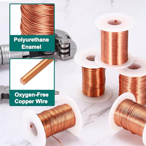 MECCANIXITY 22 AWG Magnet Wire, 22 Gauge Enameled Copper Wire, 8 oz Magnetic Coil Wire for Transformer, Motor, Electric, 155C(311F) - size: 22AWG
