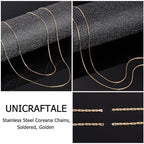 UNICRAFTALE 5m Necklace Chains for Jewelry Making Stainless Steel Soldered Necklace Chain Coreana Chains 0.5mm Golden Metal Necklaces Bracelet Chain for Women Men DIY Jewelry Making
