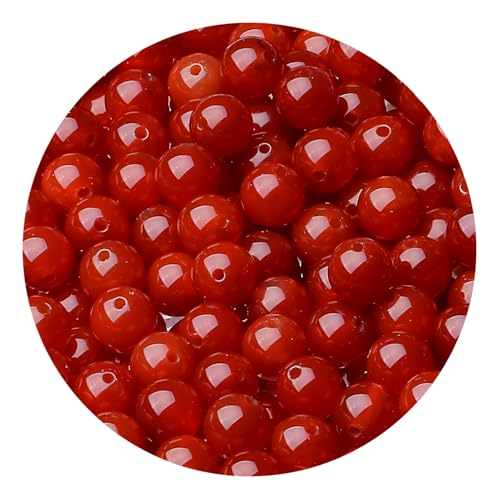100pcs Natural Stone Beads 8mm Red Carnelian Round Genuine Real Stone Beading Loose Gemstone Hole Size 1mm DIY Charm Smooth Beads for Bracelets Necklaces Earrings Jewelry Making Crafts - color: Red Carnelian