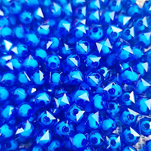 Cube 400pcs Faceted Square Transparent 8mm Glass Beads Crystal Spacer Beads, Round Beads Inside for Jewelry Making (Deepblue) - color: DeepBlue
