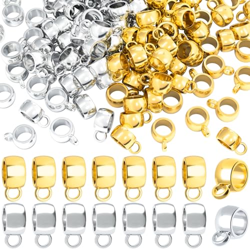 Joez Wonderful Links Bail Beads, Hypoallergenic Alloy Column Spacer Beads - color: 150 Gold+150 Silver
