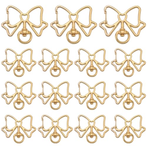 SUNNYCLUE 1 Box 20Pcs Swivel Snap Hooks Metal Swivel Clasps Spring Snap Keychain Clip Metal Butterfly Hanging Buckle Bowknot Lobster Claw Clasp for Jewelry Making DIY Bag Keychains Accessories