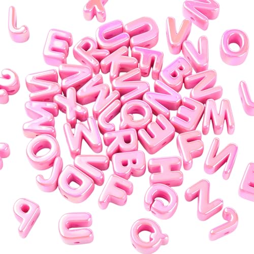 Ornaland 90-100Pcs Large Letter Beads Acrylic Alphabet Letter Beads Random Mixed Alphabet Shape Bead for Bracelets Keychains Jewelry Lanyards Making(Hot Pink) - color: Hot Pink