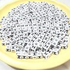 500Pcs Square Letter Beads H 6X6mm Individual White Alphabet Beads for Friendship Bracelets Making - color: Square - H