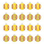 20PCS Sports Charms Enamel Basketball Baseball Pendant Charms for Jewelry Making Rhinestone Ball Game Softball Charms for Necklace Bracelet Earrings DIY Crafts - color: Set 8