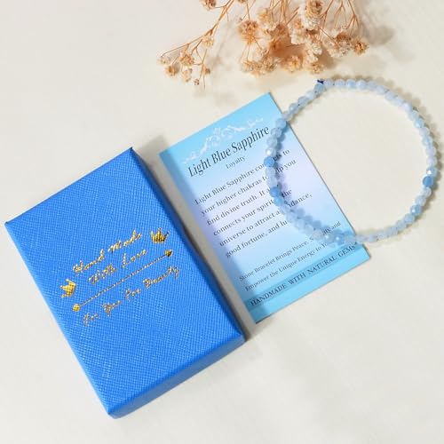 MASSIVE BEADS Natural Genuine Gemstone Beads Healing Crystal Chakra Reiki Jewelry Faceted Round Beads Bracelets 3mm - color: Light Blue Sapphire
