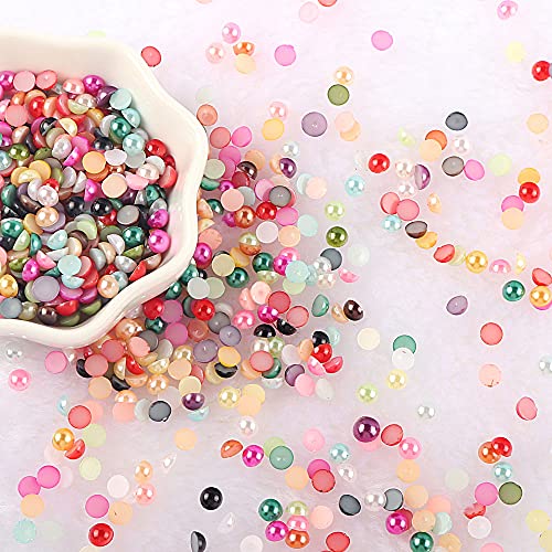 4500pcs 5mm Half Round Pearl Beads Mixed 15 Colors Cabochon Flatback Gem DIY Scrapbooking Shoes Phone Nail Art Making Crafts Material - size: 5mm 4500pcs