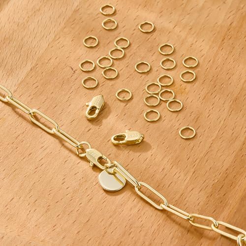 Gold Jewelry Making Lobster Claw 10mm, 23PCS Italian Rectangle Trigger Clasps with Open Jump Rings Set, Small Necklaces Bracelet Connector Gold Clasp Supplies 925 Sterling Silver Jewelry Finding Set - color: 23PcsB_Gold