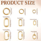 9Pcs 18K Gold Filled Oval Carabiner Clasp - Premium Gold Filled Clasp for Bracelets, DIY Jewelry Making, Repair & Upgrades, Easy Spring Mechanism, Secure Lock