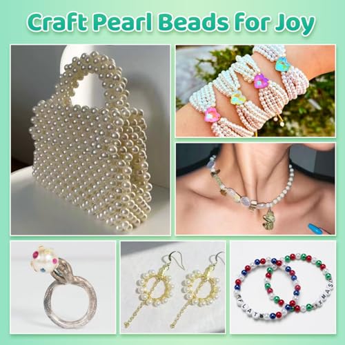 2400pcs Pearl Beads, 47 Colors Round Beads for Bracelets, Multicolor Bracelet Making Kit, for Jewelry Making with Elastic String, DIY Crafts Set (6mm)