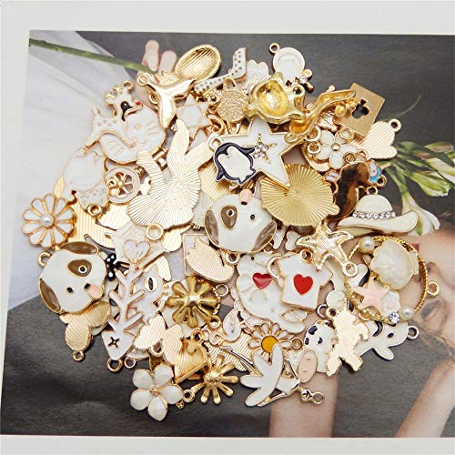 30pcs Mixed Enamel Charms Pendants for Jewelry Making Bulk lot Necklace Earrings Bracelet Craft Findings - color: White