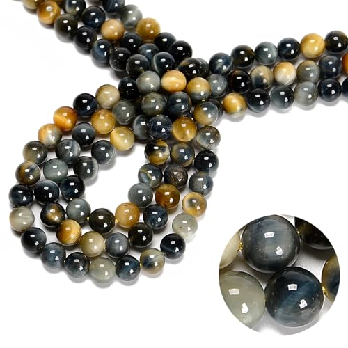 48Pcs 8mm Dream Tiger Eye Gemstone Natural Round Loose Real Stone Beads Gemstone Genuine for DIY Hand Made Craft Jewelry Bracelet Earring Necklace String Making Energy Healing Power - color: Dream Tiger Eye Gemstone, size: 8mm