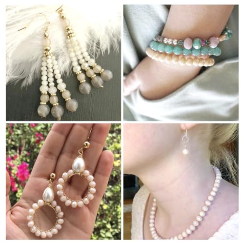 10 Strands Briolette Faceted Rondelle Glass Beads 4x3mm Tiny Opaque Glass Loose Beads 1230pcs for Bracelets Jewelry Making - color: Beige, size: 4x3mm