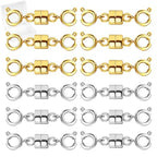 MKCYD Double Magnetic Necklace Clasps and Closures, Necklace Extenders for Women, 14K Gold and Silver Magnetic Jewelry Clasps for Bracelets - color: 12Pcs | Gold & Silver