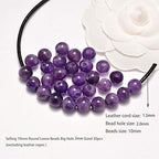 AD Beads Natural Gemstone 10mm Round Loose Beads Big Hole 2mm Sized 30pcs (Amethyst) - color: Amethyst