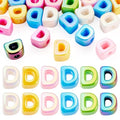Beadthoven 20pcs Big Letter D Beads Large Hole Bubble Alphabet Acrylic Beads Charm Iridescent Plastic D Shape Loose Chunky Spacers for Jewelry Making Bracelet Necklace Keychains Shoelaces Crafts - color: D