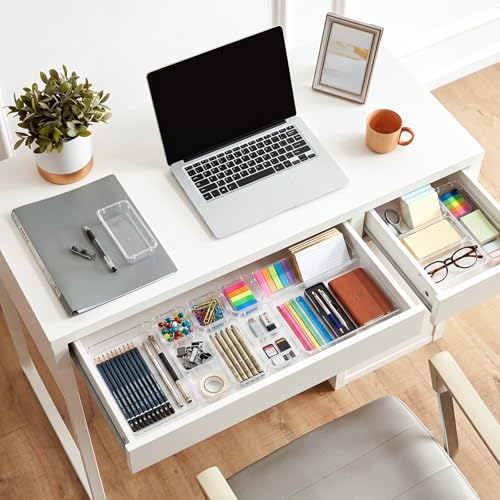 60 Pcs Makeup Drawer Organizer Set, 4 Sizes Versatile Bathroom and Vanity Drawer Organizer for Makeup, Non-Slip Desk Organizer Trays for Bedroom, Office, Fits Jewelry and Office Supplies - size: 60Pack