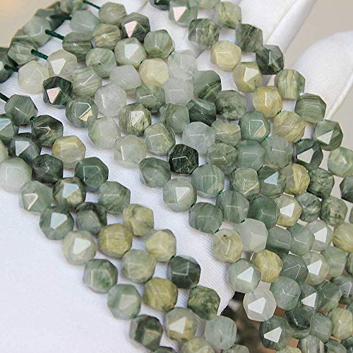 MJDCB Best Sellers Natural Stone Beads Faceted Polygon Grass Green Jade Crystal Energy Stone Healing Power for Jewelry Making(8mm) - color: Grass Green Jade