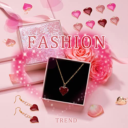 SANNIX 90Pcs Valentine's Day Heart Charms with 150Pcs Jump Rings, 3 Colors (Red, Pink, Rose Red), DIY Jewelry Making Crafts Supplies - color: 3 color