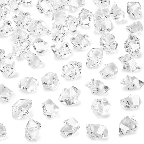DomeStar Fake Ice, 150PCS Fake Diamonds, Plastic Diamonds Acrylic Rocks Vase Fillers for Centerpieces Wedding Party Table Scatter Food Display - color: 150 Clear