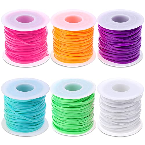 Lanyard String Kit, Cridoz 6Pack Plastic Lacing Cord Gimp String Lanyard Weaving Kit for Bracelets, Keychains, Crafts - style: Color A