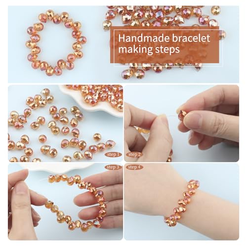 100Pcs Champagne Gold Crystal Glass Beads, 8x10mm Faceted Teardrop Shiny Bulk Beads for Jewelry Making, DIY Crafts - color: Champagne Gold