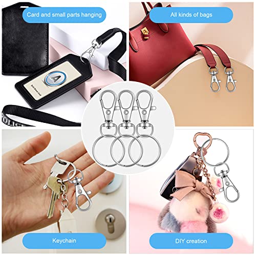 70PCS Swivel Snap Hooks with Key Rings, Metal Lobster Claw Clasp, Keychain Rings for Crafts 1.25inch/32mm - color: silver, size: 32mm
