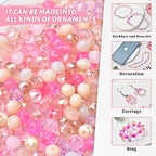 1000pcs 4/6/8mm Rondelle Glass Beads for Jewelry Making,Electroplate Round Shaped Crystal Spacer Beads Assorments for Bracelet Necklaces DIY Pink - color: Pink