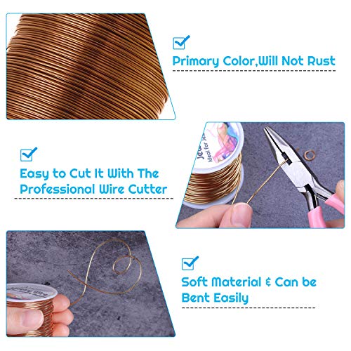 22 Gauge Jewelry Wire, Anezus Craft Wire Tarnish Resistant Copper Beading Wire for Jewelry Making Supplies and Crafting (Copper, 49 Yards/45 Meters) - color: Copper