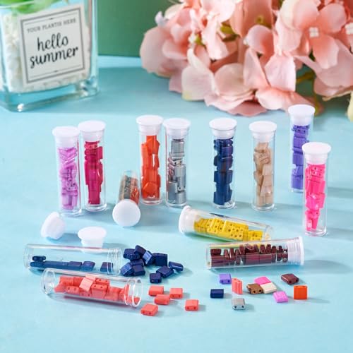 Pandahall 260Pcs Opaque Tila Beads - 2-Hole Square Craft Beads, 5mm, for Jewelry Making - color: Mix 13 Colors - 260pcs