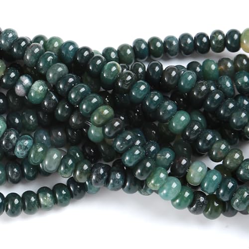 5x8mm 76pcs Natural Moss Agate Stone Rondelle Spacer Loose Beads Abacus Disk Stone Round Loose Gemstone Beads for Jewelry Making DIY Bracelet Necklace - color: Moss Agate Stone, size: 5x8mm Abacus Disk