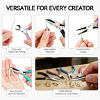 4Pcs Jewelry Making Pliers Set, Including Needle Nose Pliers, Round Nose Plier and Wire Cutters, Versatile Jewelry Tools for Repair, Wire Wrapping, Beading and Various Crafts