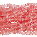 90 Inches Cherry Quartz Irregular Shaped Crystal and Healing Tumbled Chip Stone Beads for Jewelry Making - color: Light Red-Cherry Quartz