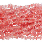 90 Inches Cherry Quartz Irregular Shaped Crystal and Healing Tumbled Chip Stone Beads for Jewelry Making - color: Light Red-Cherry Quartz