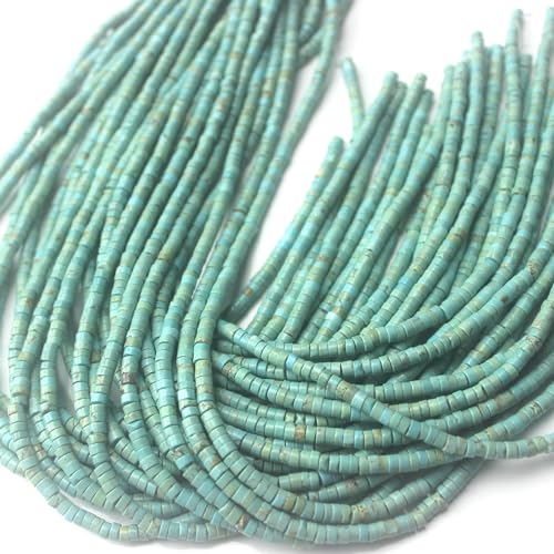 160pcs 3x2mm Natural Turquoise Heishi Disc Rondelle Spacer Stone Semi Precious Gemstone Loose Beads for Jewelry Making 15 Inch - color: Turquoise, size: 3x2mm