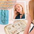 Travel Jewelry Organizer Case,Jewelry Bags Jewelry Storage Book Binder with Clear Zipper Velvet Pouch for Traveling,Earrings, Rings, Necklace, Bracelet (White) - color: Beige