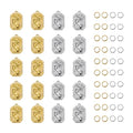 UAMOAKNG 10pcs Stainless Steel Charms + 10pcs Gold Plated Charm Pendant Bulk with Jump Rings Jewelry DIY Supplies - color: Square Moon