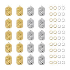 UAMOAKNG 10pcs Stainless Steel Charms + 10pcs Gold Plated Charm Pendant Bulk with Jump Rings Jewelry DIY Supplies - color: Square Moon