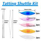 BUTUZE Tatting Shuttle Kit, 10 PCS Plastic Tatting Shuttle with Beading Needles Crochet Hooks Knitting Needles Big Eye Needles Tatting Needles for DIY Hand Lacemaking Craft Tool Weave Yarn Set - size: 10 PCS