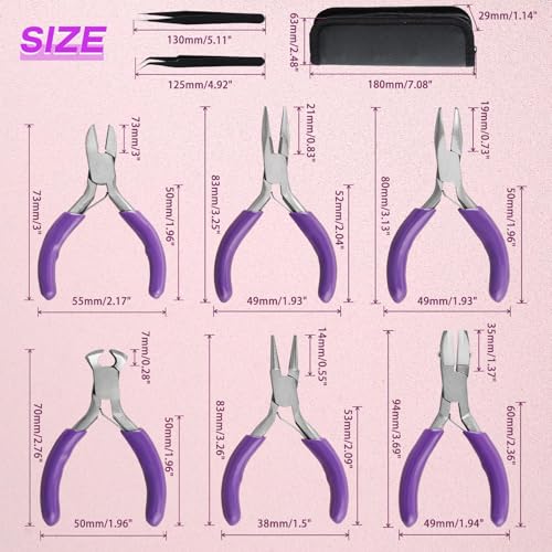 SPEEDWOX 6pc Mini Jewelry Pliers Set - Double Nose (Round, Long), Flat Jaw, End Cutting, Diagonal & Bent Nose Pliers, Jump Ring Opener - style: 6PCS A Set