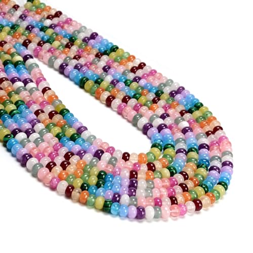 ICAI 4x6mm Natural Rondelle Beads – Loose Gemstone Spacers for DIY Jewelry Making (Mulitcolor) - color: Mulitcolor, size: 4x6