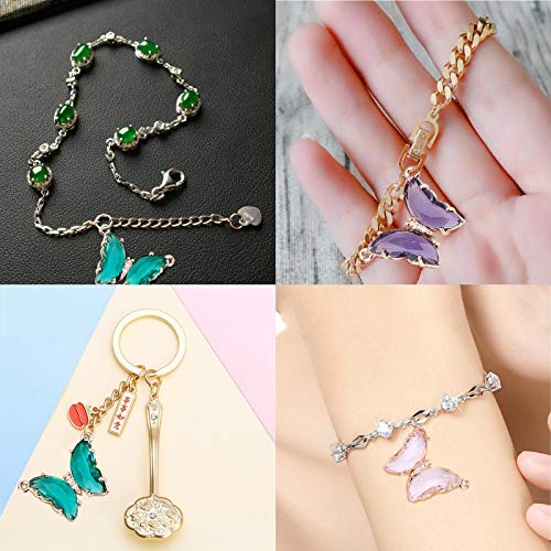 SUNNYCLUE 6Pcs Butterfly Charms Crystal Glass Beads Pendants Crystal Gemstone for Jewelry Making DIY Crafts Accessories - color: 1 Box 6pcs Butterfly Connector Charms 23.5x16.5mm