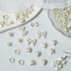 Juexica 500 Pcs ABS Imitation Pearl Beads Star Heart Bowknot Circle Flower White Aesthetic Beads for Jewelry Making Bracelets Necklaces Earrings Key Chains Accessories DIY Crafts(Classic Style) - color: Classic Style